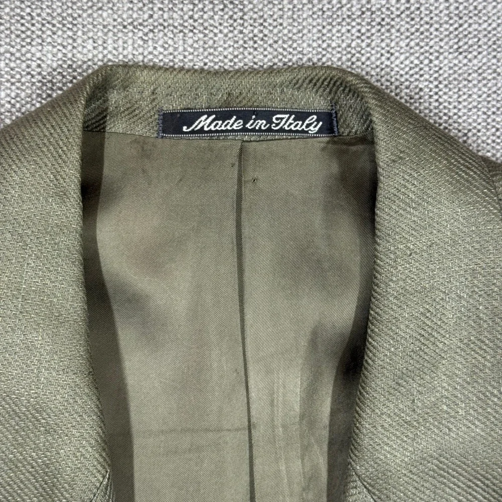Giorgio Armani Vintage Le Collezioni Men 38R Pure Linen Olive Green Blazer Italy